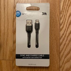 Onn 3 ft Sync & Charge Cable with Micro USB Connector